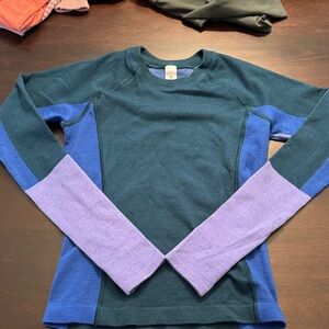 LULULEMON Blue Green Purple Colorblock Long Sleeve Top 4/XS